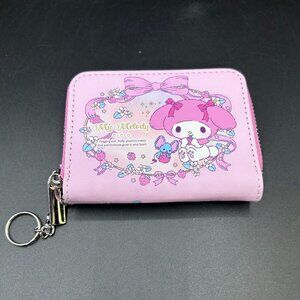 Sanrio My Melody Zip Around Wallet Card Holder w/ Mirror Pink Cute Kawaii